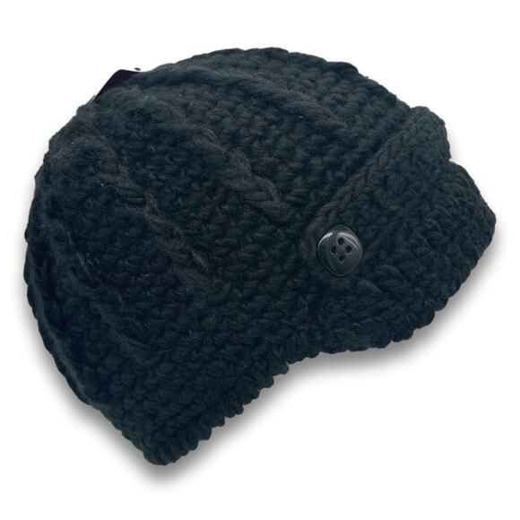 Women's Thick Knitted Beanie With Buttons Fashion Skull Cap Fall Winter Hat - Picture 4 of 8